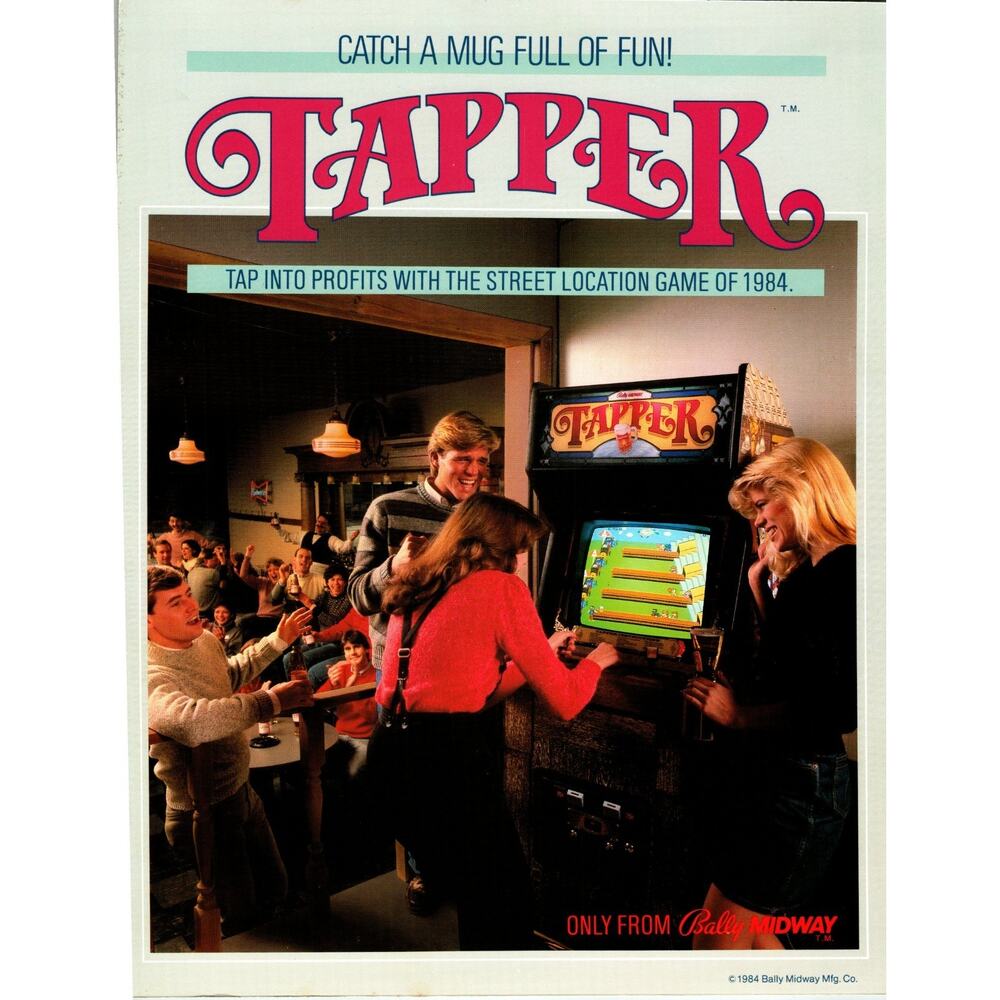 Bally Midway Tapper Arcade Game Flyer 1984 Original Video Bar Fun Retro Vintage